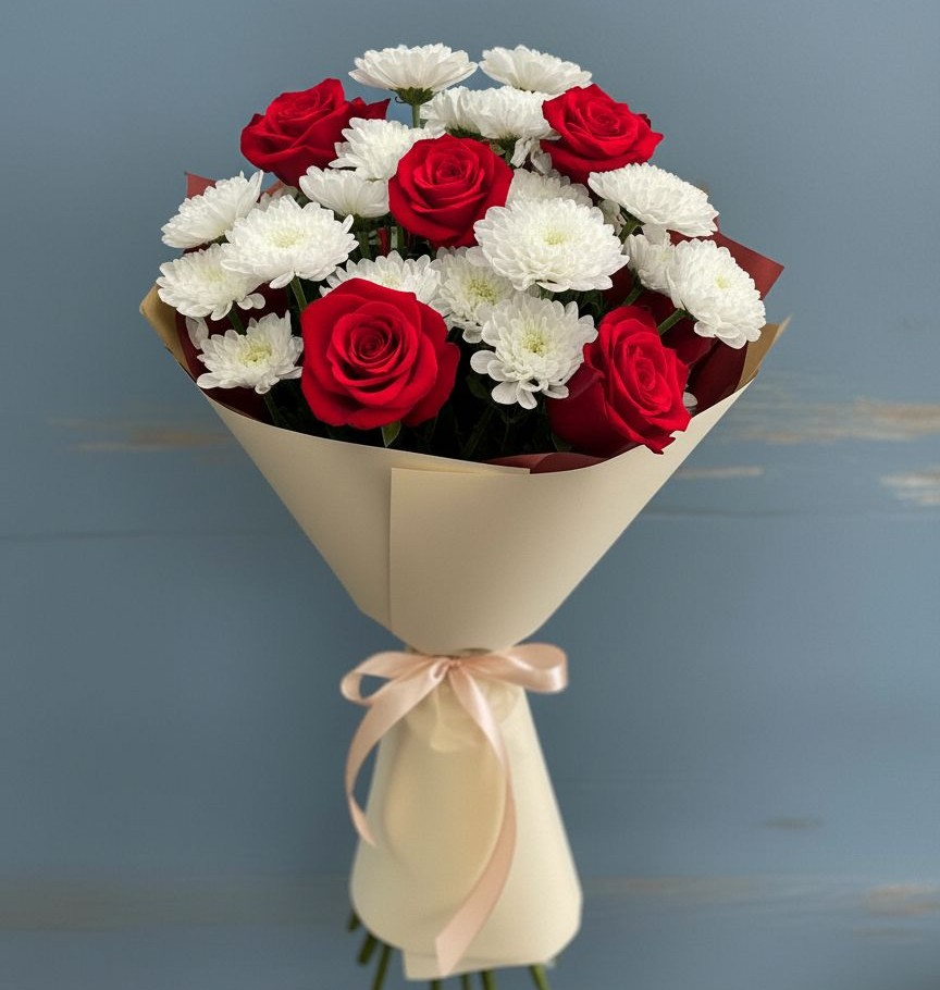 Букет цветов из: Розы и Хризантемы в Тогучине