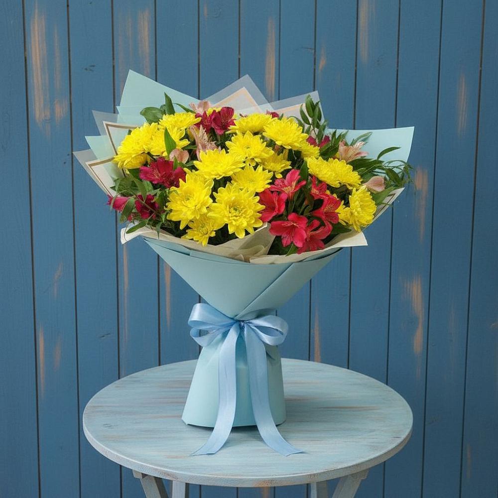 Букет цветов из: Альстромерии и Хризантемы в Тогучине