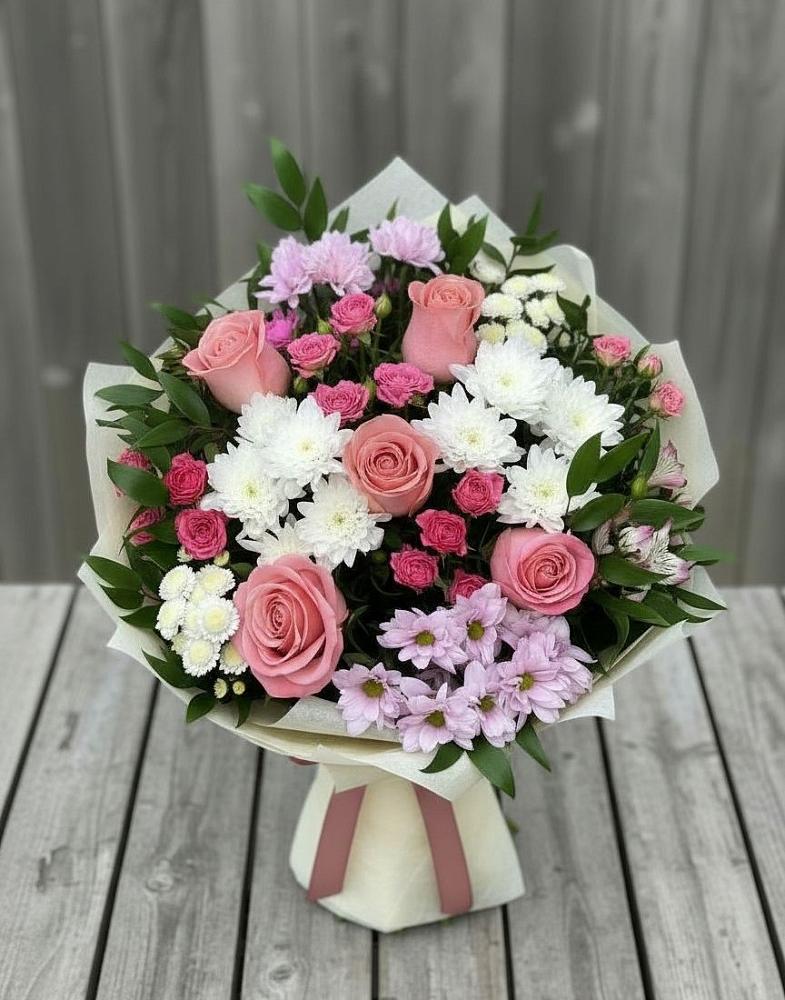 Букет цветов из: Альстромерии, Гвоздики, Розы и Хризантемы в Тогучине
