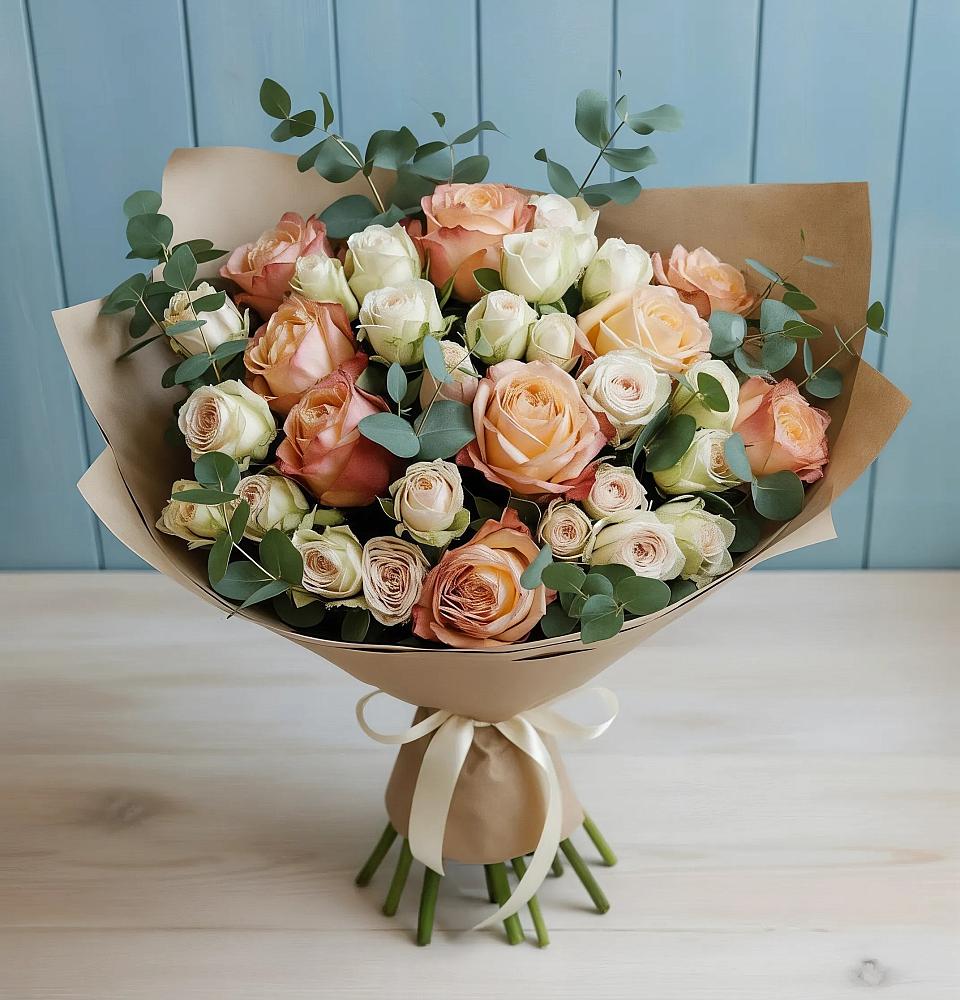 Букет цветов из: Альстромерии и Розы в Тогучине