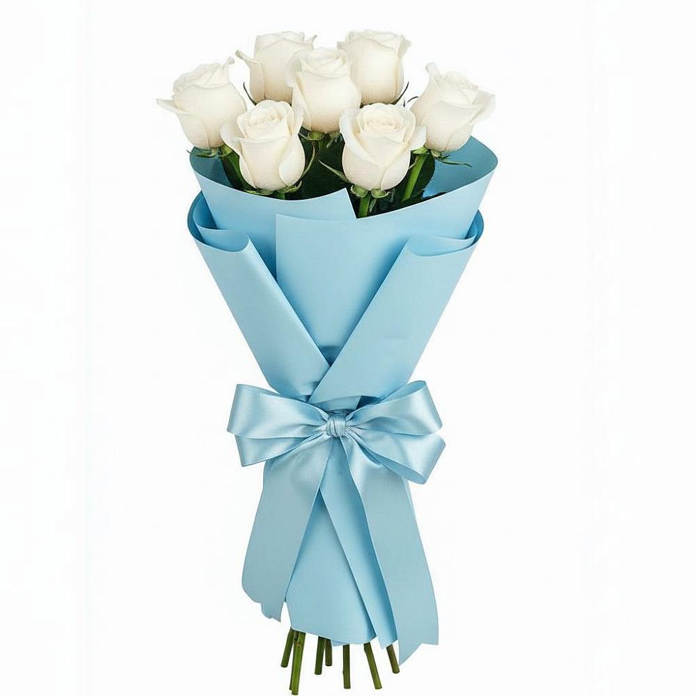 Букет 7 белых роз Проуд в Тогучине