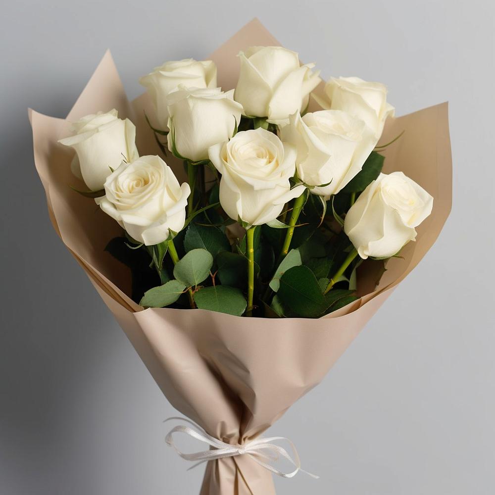 Букет 9 Белых роз Эдлесс Лав в Тогучине