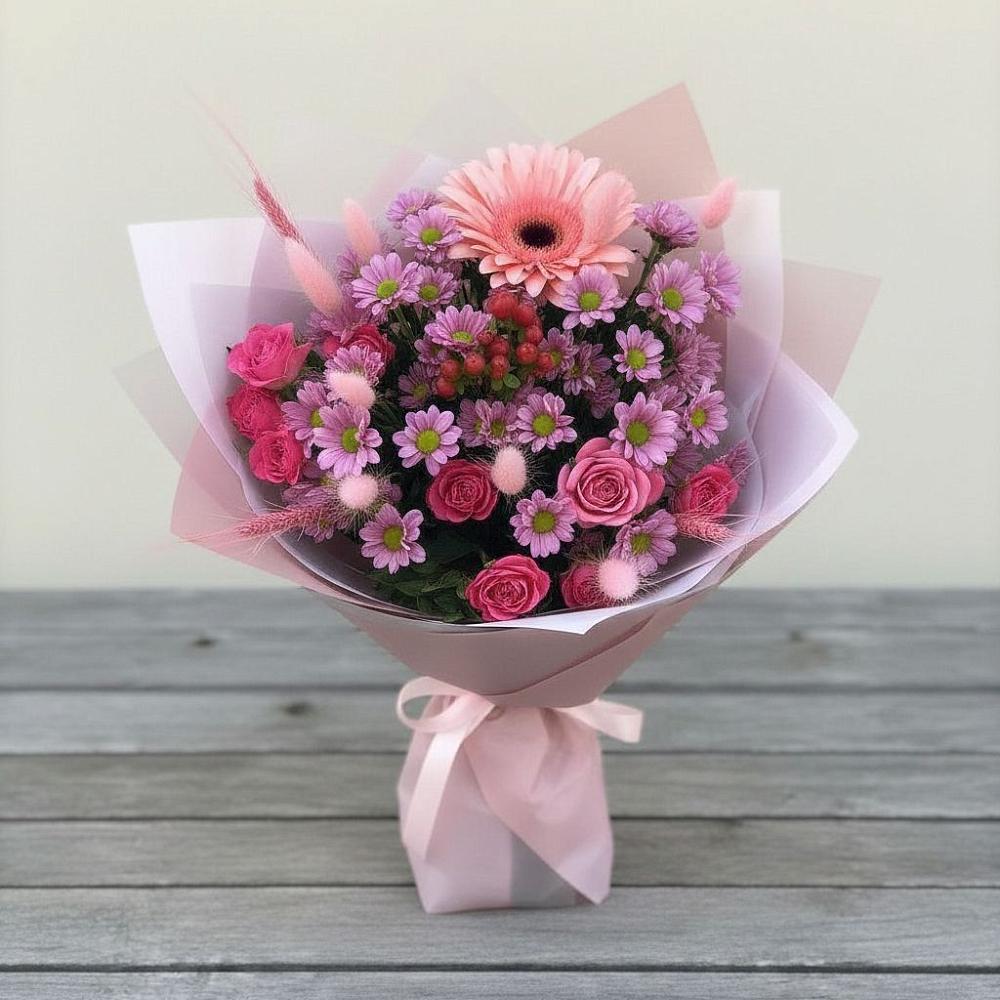 Букет цветов из: Розы, Герберы и Хризантемы в Тогучине