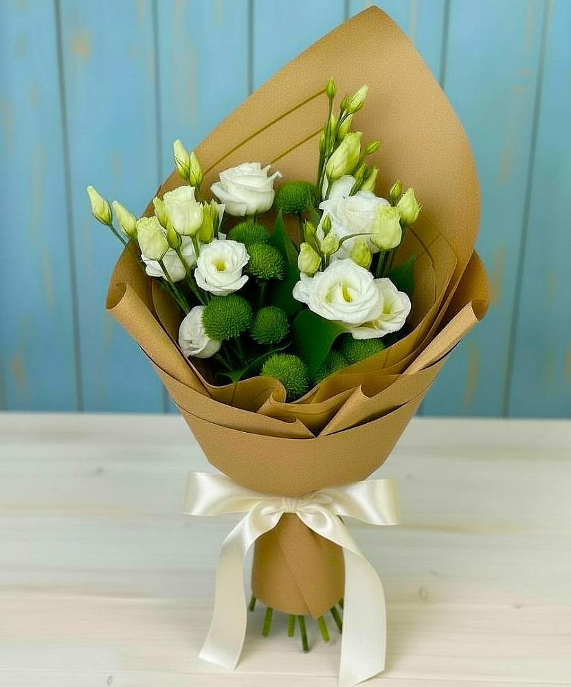 Букет цветов из: Хризантемы и Лизиантусы в Тогучине