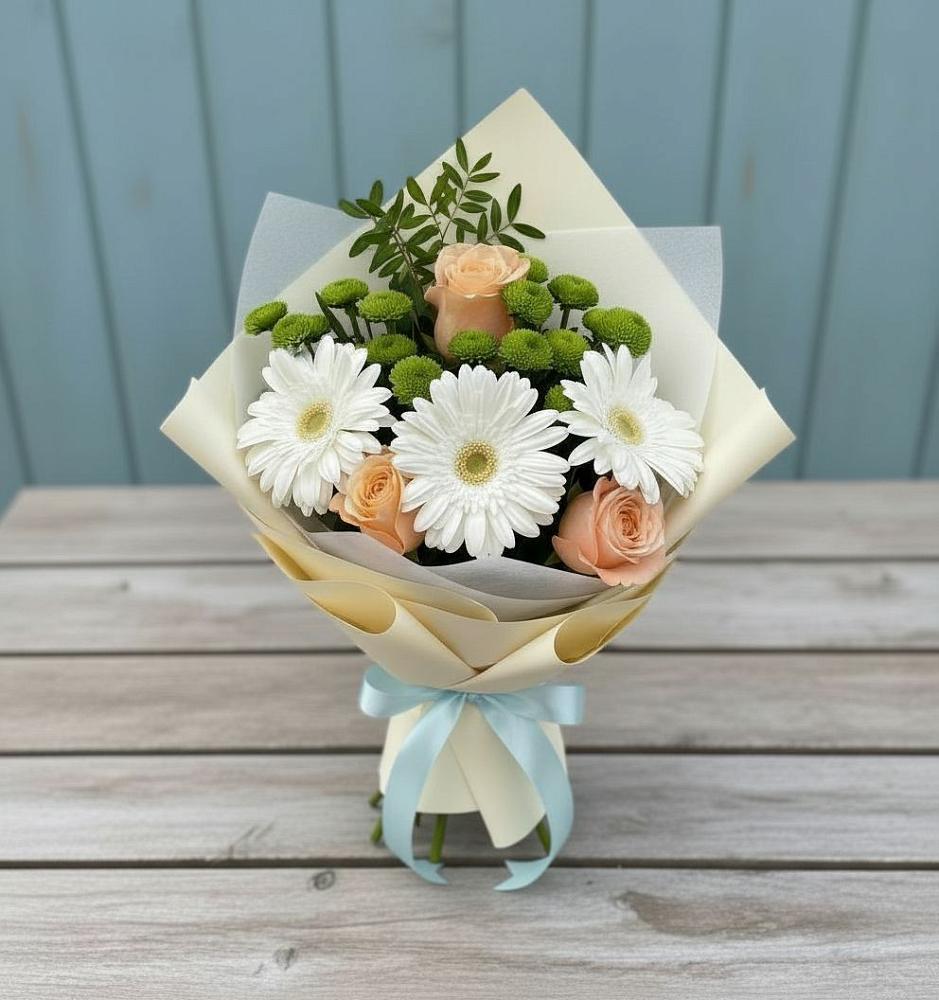Букет цветов из: Герберы, Розы и Хризантемы в Тогучине