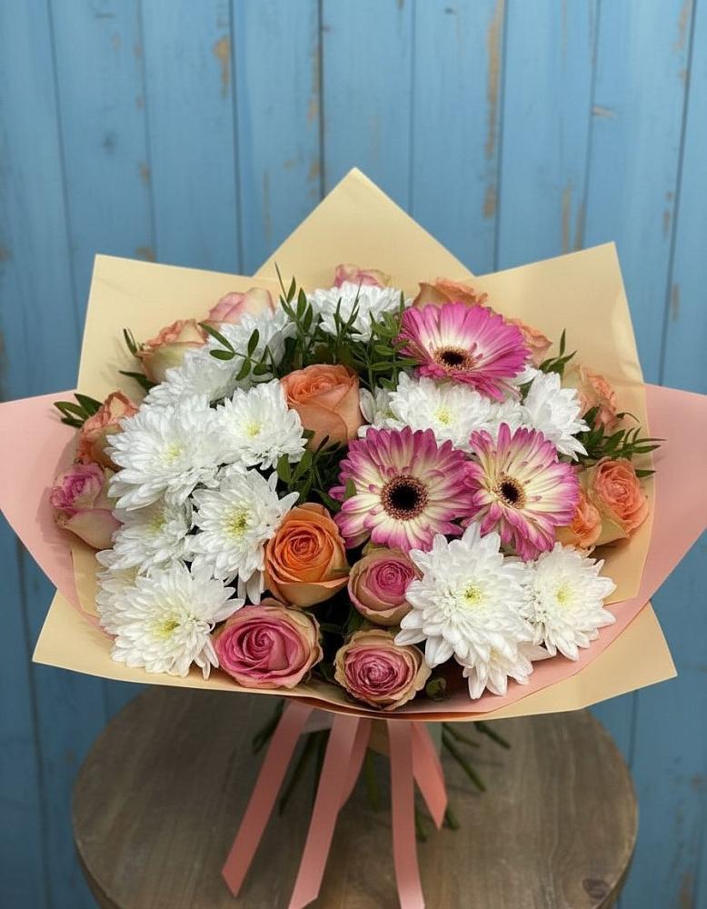 Букет цветов из: Розы, Герберы и Хризантемы в Тогучине