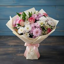 Букет цветов из:  Хризантемы, Альстромерии и Розы в Тогучине