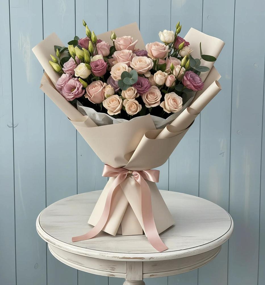 Букет цветов из: Розы и Лизиантусы в Тогучине