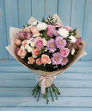 Букет цветов из:  Хризантемы, Розы и Альстромерии в Тогучине