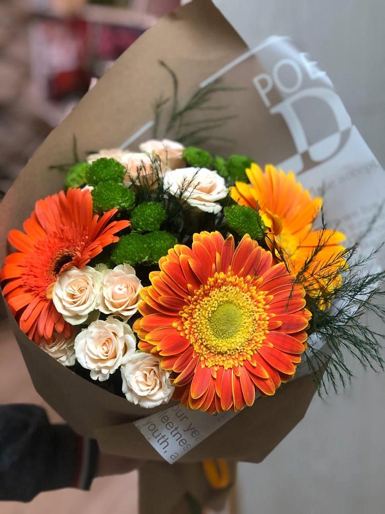 Букет цветов из: Герберы, Хризантемы и Розы в Тогучине